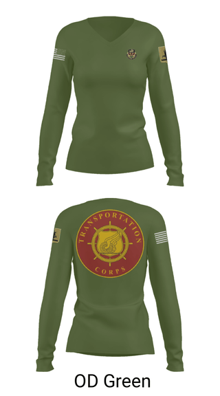 Women's Long Sleeve Vneck Shirt, 189th Transportation Company, , Teamtime, Team time, sublimation, custom sports apparel, team uniforms, spirit wear, spiritwear, sports uniforms, custom shirts, team store, custom team store, fundraiser sports, apparel fundraiser