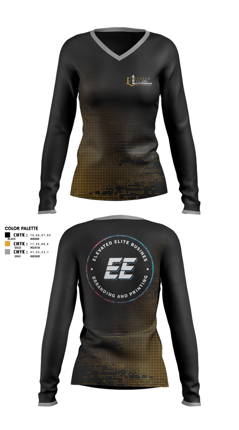 Womens Long Sleeve Vneck Shirt, Elevated Elite Business Branding and Printing, , Teamtime, Team time, sublimation, custom sports apparel, team uniforms, spirit wear, spiritwear, sports uniforms, custom shirts, team store, custom team store, fundraiser sports, apparel fundraiser