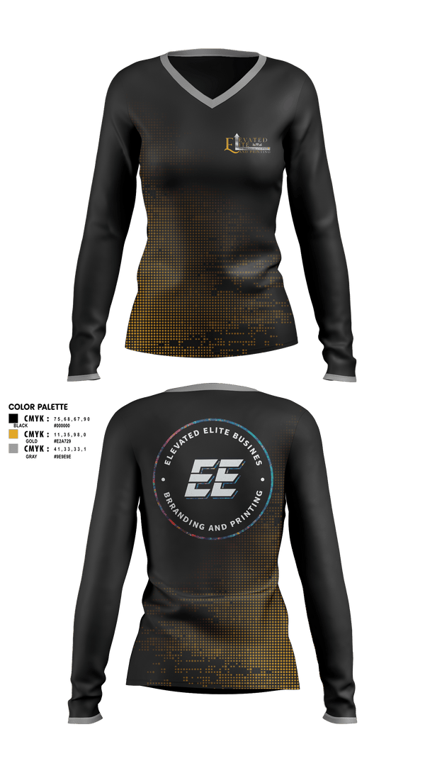 Womens Long Sleeve Vneck Shirt, Elevated Elite Business Branding and Printing, , Teamtime, Team time, sublimation, custom sports apparel, team uniforms, spirit wear, spiritwear, sports uniforms, custom shirts, team store, custom team store, fundraiser sports, apparel fundraiser