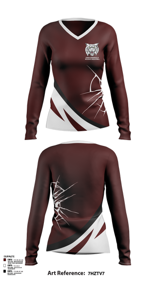 Womens Long Sleeve Vneck Shirt, Logan-Rogersville Wildcats, Spirit Store, Teamtime, Team time, sublimation, custom sports apparel, team uniforms, spirit wear, spiritwear, sports uniforms, custom shirts, team store, custom team store, fundraiser sports, apparel fundraiser