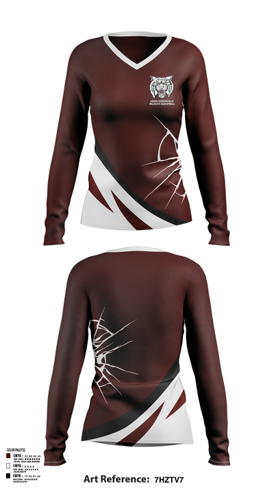 Logan-Rogersville Wildcats 82535935 Women's Long Sleeve V-neck Shirt - 128