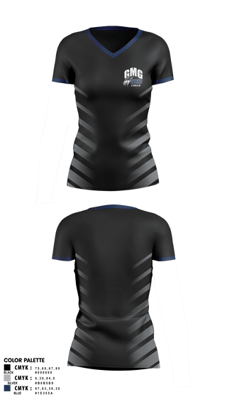 Womens Short Sleeve Vneck Shirt, GMG Senior High School Cheer, Cheer, Teamtime, Team time, sublimation, custom sports apparel, team uniforms, spirit wear, spiritwear, sports uniforms, custom shirts, team store, custom team store, fundraiser sports, apparel fundraiser