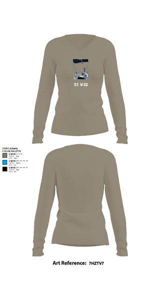 Women's Long Sleeve Vneck Shirt, 53 weg, Air Force, Teamtime, Team time, sublimation, custom sports apparel, team uniforms, spirit wear, spiritwear, sports uniforms, custom shirts, team store, custom team store, fundraiser sports, apparel fundraiser