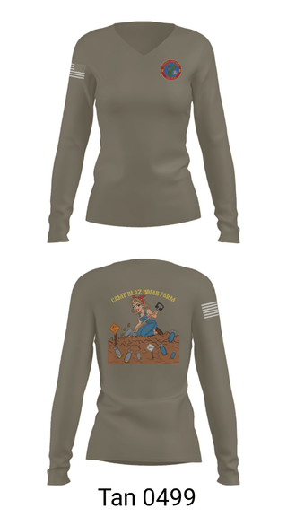 Women's Long Sleeve Vneck Shirt, MCB Camp Blaz Ordnance, Marines, Teamtime, Team time, sublimation, custom sports apparel, team uniforms, spirit wear, spiritwear, sports uniforms, custom shirts, team store, custom team store, fundraiser sports, apparel fundraiser