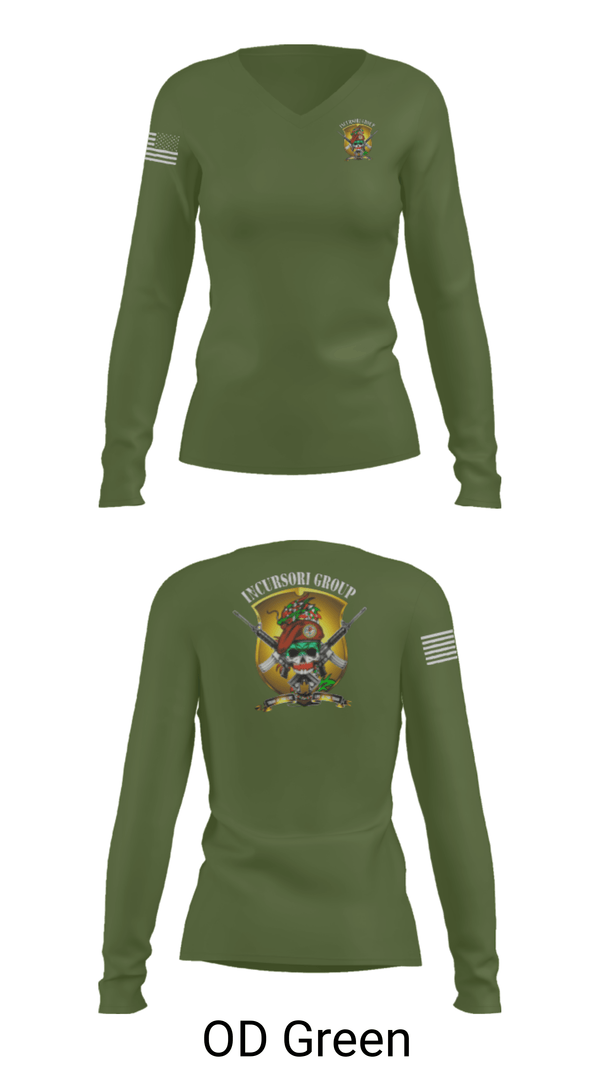 Women's Long Sleeve Vneck Shirt, Incursori, , Teamtime, Team time, sublimation, custom sports apparel, team uniforms, spirit wear, spiritwear, sports uniforms, custom shirts, team store, custom team store, fundraiser sports, apparel fundraiser