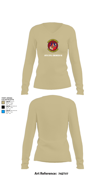 18th Civil Engineer Sq 16375952 Women's Long Sleeve V-neck Shirt - 82