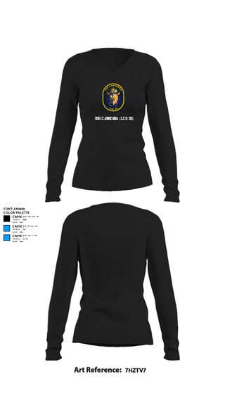 Womens Long Sleeve Vneck Shirt, USS CANBERRA (LCS 30), Navy, Teamtime, Team time, sublimation, custom sports apparel, team uniforms, spirit wear, spiritwear, sports uniforms, custom shirts, team store, custom team store, fundraiser sports, apparel fundraiser