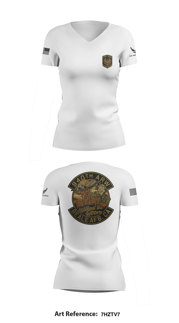 Women's Short Sleeve Vneck Shirt, 940 Air Refueling Wing, , Teamtime, Team time, sublimation, custom sports apparel, team uniforms, spirit wear, spiritwear, sports uniforms, custom shirts, team store, custom team store, fundraiser sports, apparel fundraiser