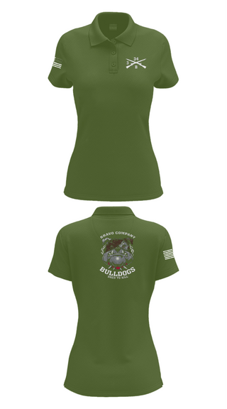 Women's Short Sleeve Performance Polo, B/3-34 Bulldogs, Army, Teamtime, Team time, sublimation, custom sports apparel, team uniforms, spirit wear, spiritwear, sports uniforms, custom shirts, team store, custom team store, fundraiser sports, apparel fundraiser