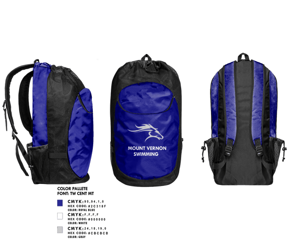 Gear Bag, Mount Vernon Presbyterian Upper School Swimming, Swimming, Teamtime, Team time, sublimation, custom sports apparel, team uniforms, spirit wear, spiritwear, sports uniforms, custom shirts, team store, custom team store, fundraiser sports, apparel fundraiser