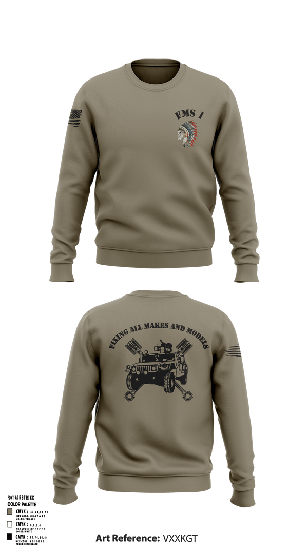 Crew Neck Sweatshirt, FMS 1, OKARNG, , Teamtime, Team time, sublimation, custom sports apparel, team uniforms, spirit wear, spiritwear, sports uniforms, custom shirts, team store, custom team store, fundraiser sports, apparel fundraiser