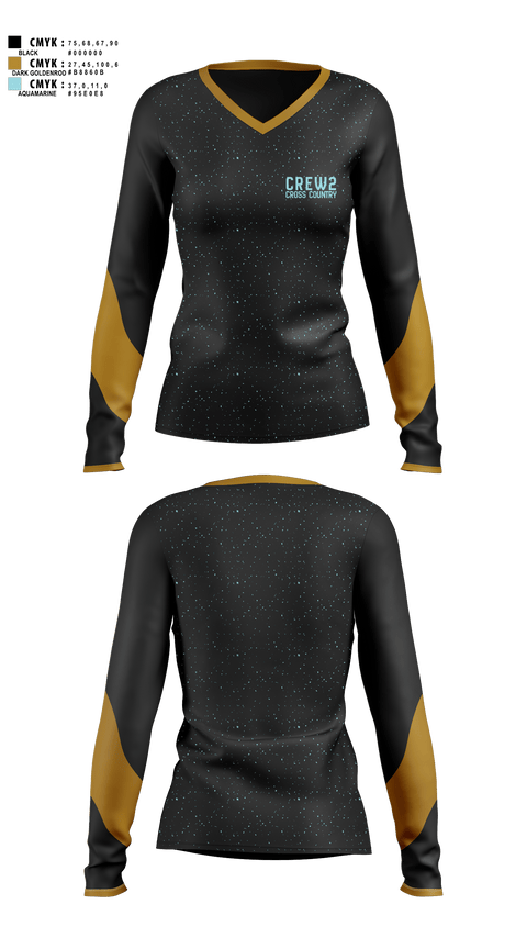 Womens Long Sleeve Vneck Shirt, CREW2, Cross Country, Teamtime, Team time, sublimation, custom sports apparel, team uniforms, spirit wear, spiritwear, sports uniforms, custom shirts, team store, custom team store, fundraiser sports, apparel fundraiser