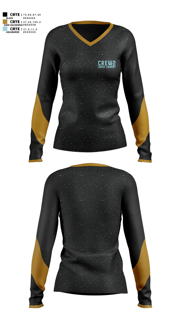 Womens Long Sleeve Vneck Shirt, CREW2, Cross Country, Teamtime, Team time, sublimation, custom sports apparel, team uniforms, spirit wear, spiritwear, sports uniforms, custom shirts, team store, custom team store, fundraiser sports, apparel fundraiser