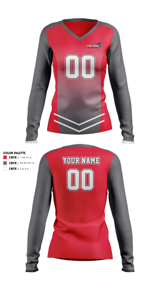 Women's Long Sleeve Vneck Shirt, Arcadia University Volleyball, Women's Volleyball, Teamtime, Team time, sublimation, custom sports apparel, team uniforms, spirit wear, spiritwear, sports uniforms, custom shirts, team store, custom team store, fundraiser sports, apparel fundraiser