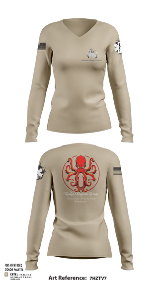 Womens Long Sleeve Vneck Shirt, Kraken Defense Group, , Teamtime, Team time, sublimation, custom sports apparel, team uniforms, spirit wear, spiritwear, sports uniforms, custom shirts, team store, custom team store, fundraiser sports, apparel fundraiser