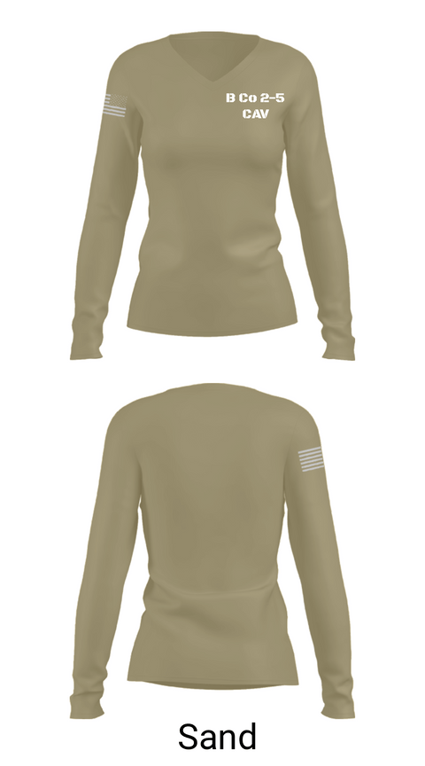 Womens Long Sleeve Vneck Shirt, B Co 2-5 CAV, , Teamtime, Team time, sublimation, custom sports apparel, team uniforms, spirit wear, spiritwear, sports uniforms, custom shirts, team store, custom team store, fundraiser sports, apparel fundraiser