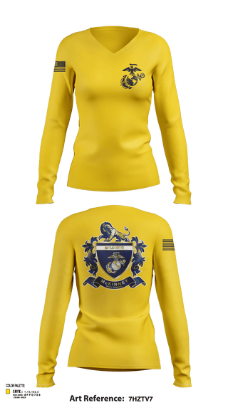 Womens Long Sleeve Vneck Shirt 1, MHS MCJROTC, Marines, Teamtime, Team time, sublimation, custom sports apparel, team uniforms, spirit wear, spiritwear, sports uniforms, custom shirts, team store, custom team store, fundraiser sports, apparel fundraiser