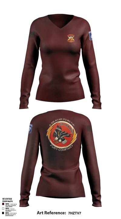 FCO 4-319 AFAR, 173 IBCT(A) 62795689 Women's Long Sleeve V-neck Shirt -1 3