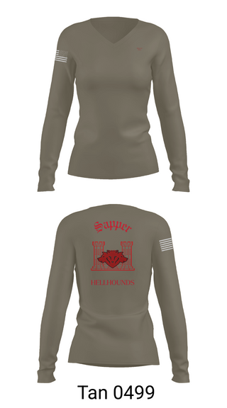 Womens Long Sleeve Vneck Shirt, 811th EN CO, , Teamtime, Team time, sublimation, custom sports apparel, team uniforms, spirit wear, spiritwear, sports uniforms, custom shirts, team store, custom team store, fundraiser sports, apparel fundraiser