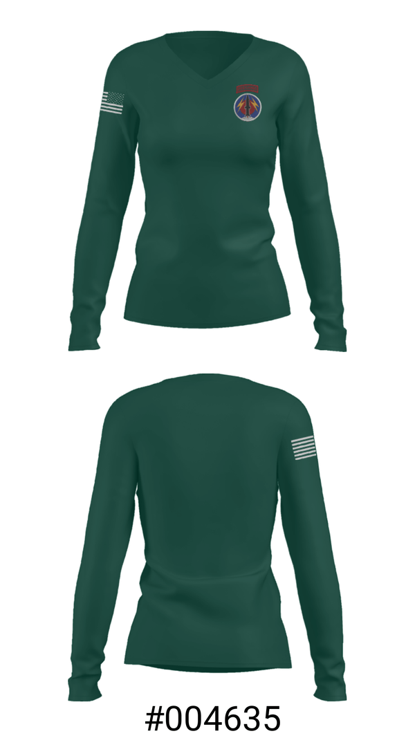Women's Long Sleeve Vneck Shirt, Pershing, Army, Teamtime, Team time, sublimation, custom sports apparel, team uniforms, spirit wear, spiritwear, sports uniforms, custom shirts, team store, custom team store, fundraiser sports, apparel fundraiser