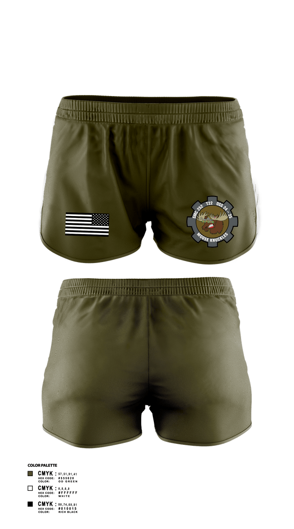 Women's Shorts, Moose Knuckles, Army, Teamtime, Team time, sublimation, custom sports apparel, team uniforms, spirit wear, spiritwear, sports uniforms, custom shirts, team store, custom team store, fundraiser sports, apparel fundraiser