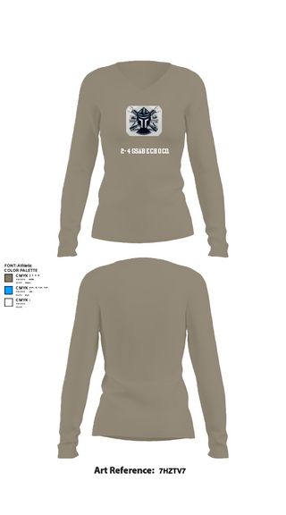 Women's Long Sleeve Vneck Shirt, 2-4 GSAB ECHO CO., Army, Teamtime, Team time, sublimation, custom sports apparel, team uniforms, spirit wear, spiritwear, sports uniforms, custom shirts, team store, custom team store, fundraiser sports, apparel fundraiser