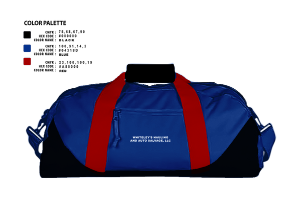 Duffle Bag, Whiteley’s Hauling And Auto Salvage, , Teamtime, Team time, sublimation, custom sports apparel, team uniforms, spirit wear, spiritwear, sports uniforms, custom shirts, team store, custom team store, fundraiser sports, apparel fundraiser