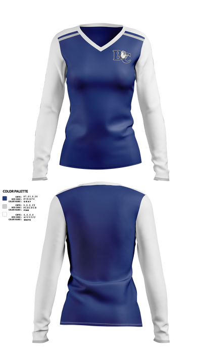 Barton College Basketball 75203794 Women's Long Sleeve V-neck Shirt -1 1