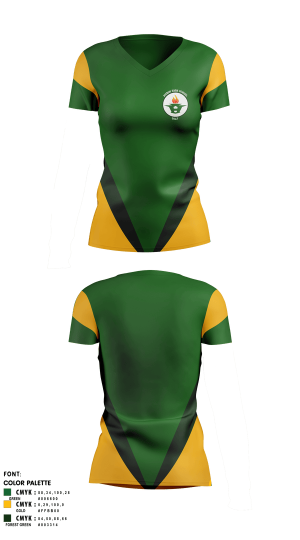 Womens Short Sleeve Vneck Shirt, Huron High School Golf, Golf, Teamtime, Team time, sublimation, custom sports apparel, team uniforms, spirit wear, spiritwear, sports uniforms, custom shirts, team store, custom team store, fundraiser sports, apparel fundraiser