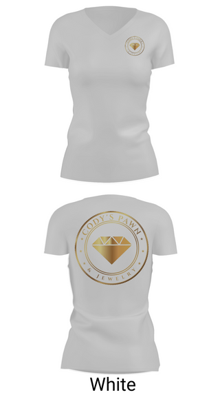Womens Short Sleeve Vneck Shirt, Cody’s Pawn & Jewelry, , Teamtime, Team time, sublimation, custom sports apparel, team uniforms, spirit wear, spiritwear, sports uniforms, custom shirts, team store, custom team store, fundraiser sports, apparel fundraiser