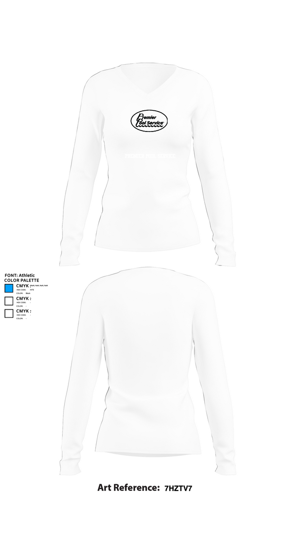 Womens Long Sleeve Vneck Shirt, Premier Pool Service, , Teamtime, Team time, sublimation, custom sports apparel, team uniforms, spirit wear, spiritwear, sports uniforms, custom shirts, team store, custom team store, fundraiser sports, apparel fundraiser