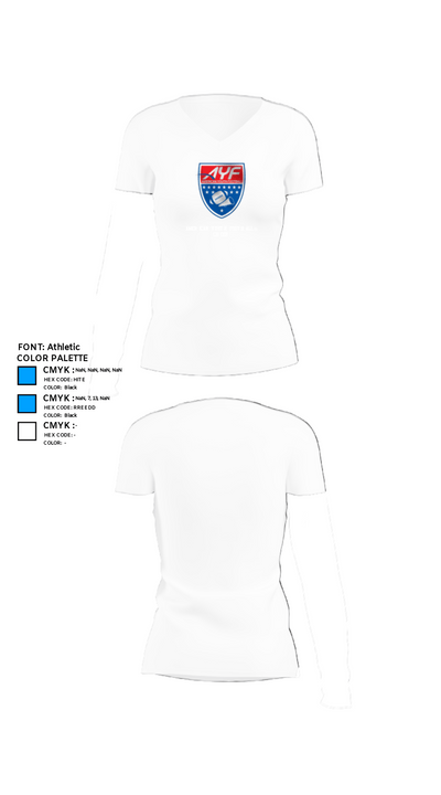 American Youth Football & Cheer 12782667 Women's Short Sleeve V-neck Shirt - 18
