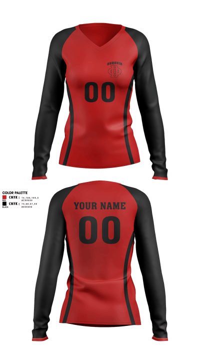 DuQuoin High School Volleyball 59254446 Women's Long Sleeve V-neck Shirt -1 1