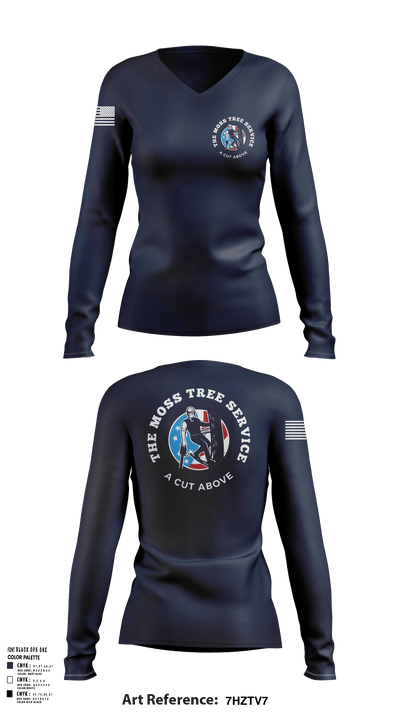 The Moss Tree Service 86074742 Women's Long Sleeve V-neck Shirt - 102