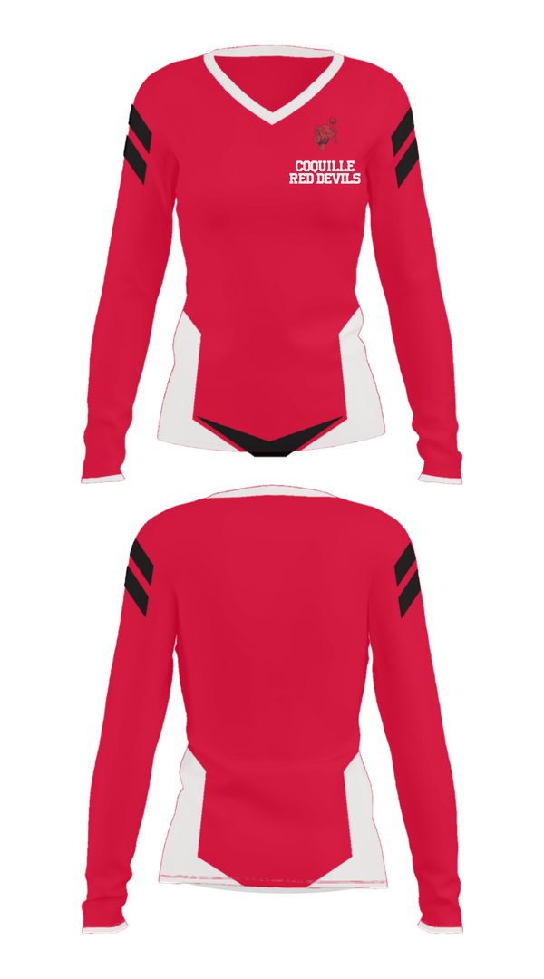 Women's Long Sleeve Vneck Shirt, Coquille Red Devils, Softball, Teamtime, Team time, sublimation, custom sports apparel, team uniforms, spirit wear, spiritwear, sports uniforms, custom shirts, team store, custom team store, fundraiser sports, apparel fundraiser