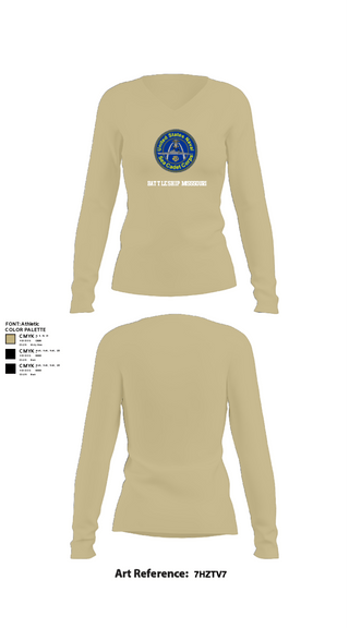 Women's Long Sleeve Vneck Shirt, Battleship misssouri, Navy, Teamtime, Team time, sublimation, custom sports apparel, team uniforms, spirit wear, spiritwear, sports uniforms, custom shirts, team store, custom team store, fundraiser sports, apparel fundraiser