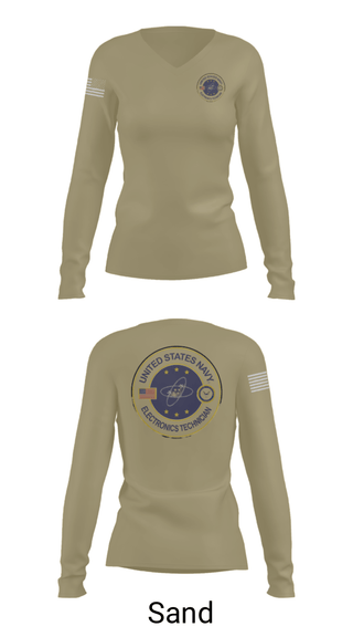 Womens Long Sleeve Vneck Shirt, USS AMERICA LHA6, Navy, Teamtime, Team time, sublimation, custom sports apparel, team uniforms, spirit wear, spiritwear, sports uniforms, custom shirts, team store, custom team store, fundraiser sports, apparel fundraiser