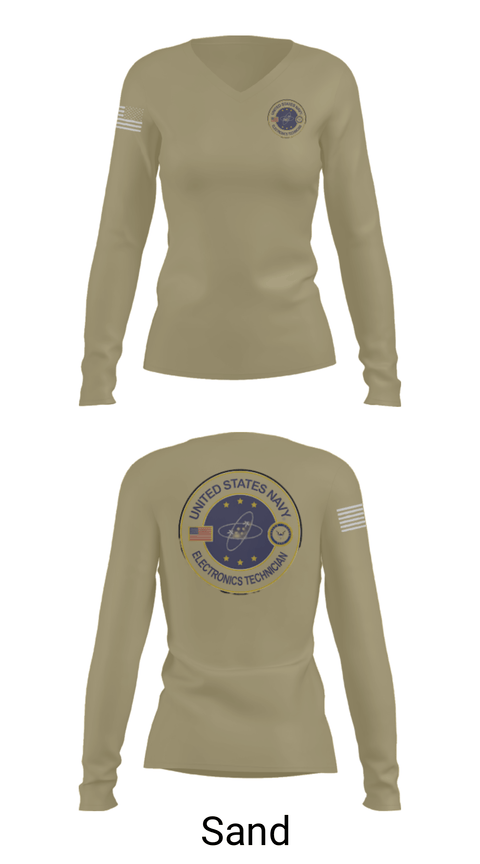 Womens Long Sleeve Vneck Shirt, USS AMERICA LHA6, Navy, Teamtime, Team time, sublimation, custom sports apparel, team uniforms, spirit wear, spiritwear, sports uniforms, custom shirts, team store, custom team store, fundraiser sports, apparel fundraiser
