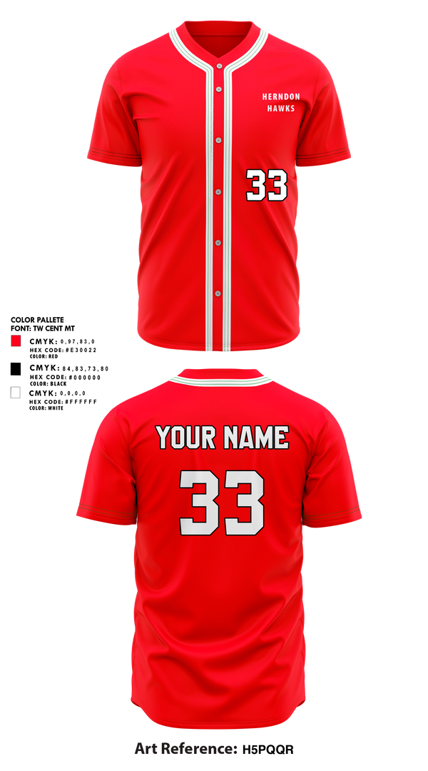 Full Button Baseball Jersey, Herndon Hawks, Baseball, Teamtime, Team time, sublimation, custom sports apparel, team uniforms, spirit wear, spiritwear, sports uniforms, custom shirts, team store, custom team store, fundraiser sports, apparel fundraiser