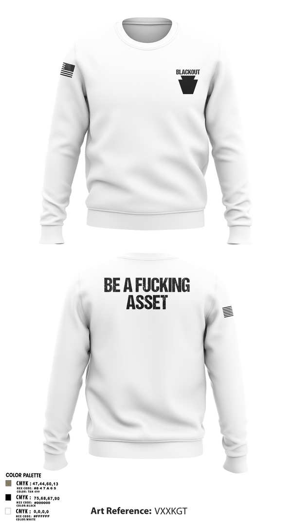 Crew Neck Sweatshirt, Blackout, National Guard, Teamtime, Team time, sublimation, custom sports apparel, team uniforms, spirit wear, spiritwear, sports uniforms, custom shirts, team store, custom team store, fundraiser sports, apparel fundraiser