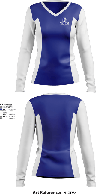 Women's Long Sleeve Vneck Shirt, Orland Jr Trojans Cheer, Cheer, Teamtime, Team time, sublimation, custom sports apparel, team uniforms, spirit wear, spiritwear, sports uniforms, custom shirts, team store, custom team store, fundraiser sports, apparel fundraiser