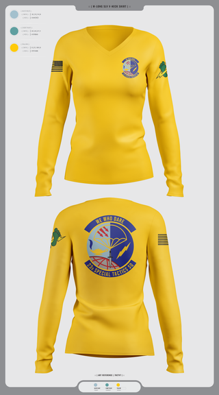 Womens Long Sleeve Vneck Shirt, 23 STS, Air Force, Teamtime, Team time, sublimation, custom sports apparel, team uniforms, spirit wear, spiritwear, sports uniforms, custom shirts, team store, custom team store, fundraiser sports, apparel fundraiser