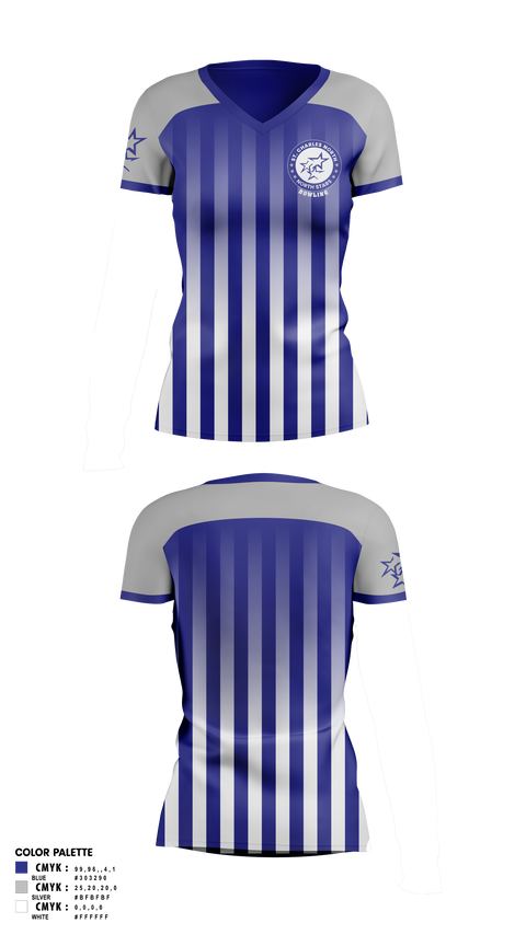 Womens Short Sleeve Vneck Shirt, St Charles North High School Bowling, Bowling, Teamtime, Team time, sublimation, custom sports apparel, team uniforms, spirit wear, spiritwear, sports uniforms, custom shirts, team store, custom team store, fundraiser sports, apparel fundraiser