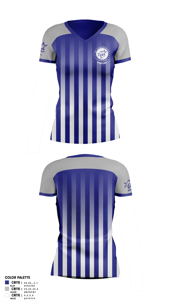 Womens Short Sleeve Vneck Shirt, St Charles North High School Bowling, Bowling, Teamtime, Team time, sublimation, custom sports apparel, team uniforms, spirit wear, spiritwear, sports uniforms, custom shirts, team store, custom team store, fundraiser sports, apparel fundraiser