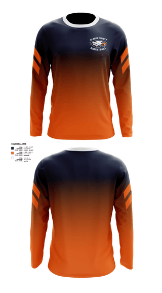 Long Sleeve Performance Shirt, Clarke County High School Basketball, Men's Basketball, Teamtime, Team time, sublimation, custom sports apparel, team uniforms, spirit wear, spiritwear, sports uniforms, custom shirts, team store, custom team store, fundraiser sports, apparel fundraiser