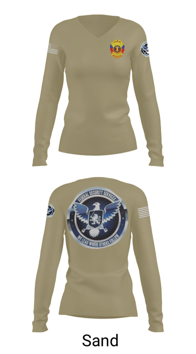 TS FEDERAL PRIVATE SECURITY & BODYGUARD 72741630 Women's Long Sleeve V-neck Shirt - 92