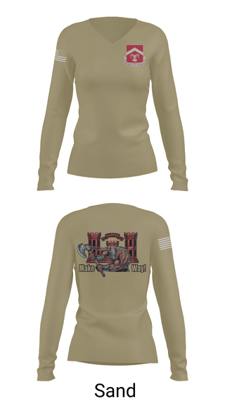 Womens Long Sleeve Vneck Shirt 1, 937th CEC-A, 40th BEB, Army, Teamtime, Team time, sublimation, custom sports apparel, team uniforms, spirit wear, spiritwear, sports uniforms, custom shirts, team store, custom team store, fundraiser sports, apparel fundraiser