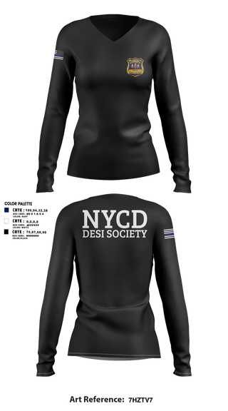 Womens Long Sleeve Vneck Shirt, NYCD DESI SOCIETY, Police, Teamtime, Team time, sublimation, custom sports apparel, team uniforms, spirit wear, spiritwear, sports uniforms, custom shirts, team store, custom team store, fundraiser sports, apparel fundraiser