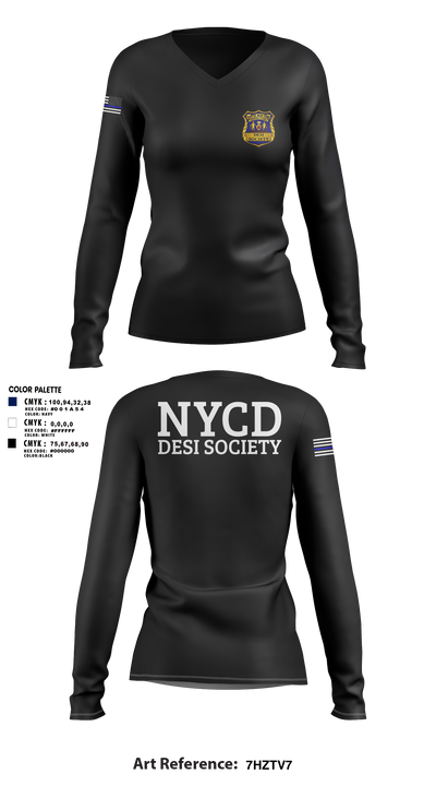 NYCD DESI SOCIETY 34062246 Women's Long Sleeve V-neck Shirt - 117