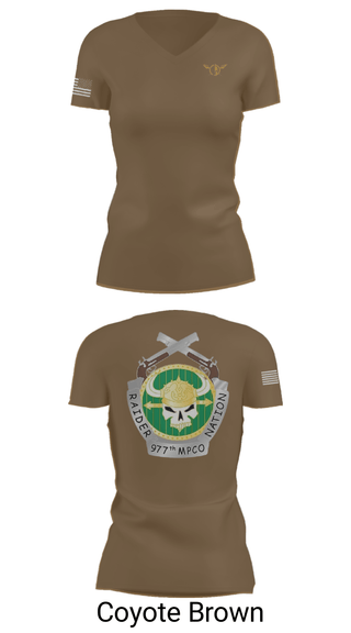Womens Short Sleeve Vneck Shirt, 977 MP CO, Army, Teamtime, Team time, sublimation, custom sports apparel, team uniforms, spirit wear, spiritwear, sports uniforms, custom shirts, team store, custom team store, fundraiser sports, apparel fundraiser